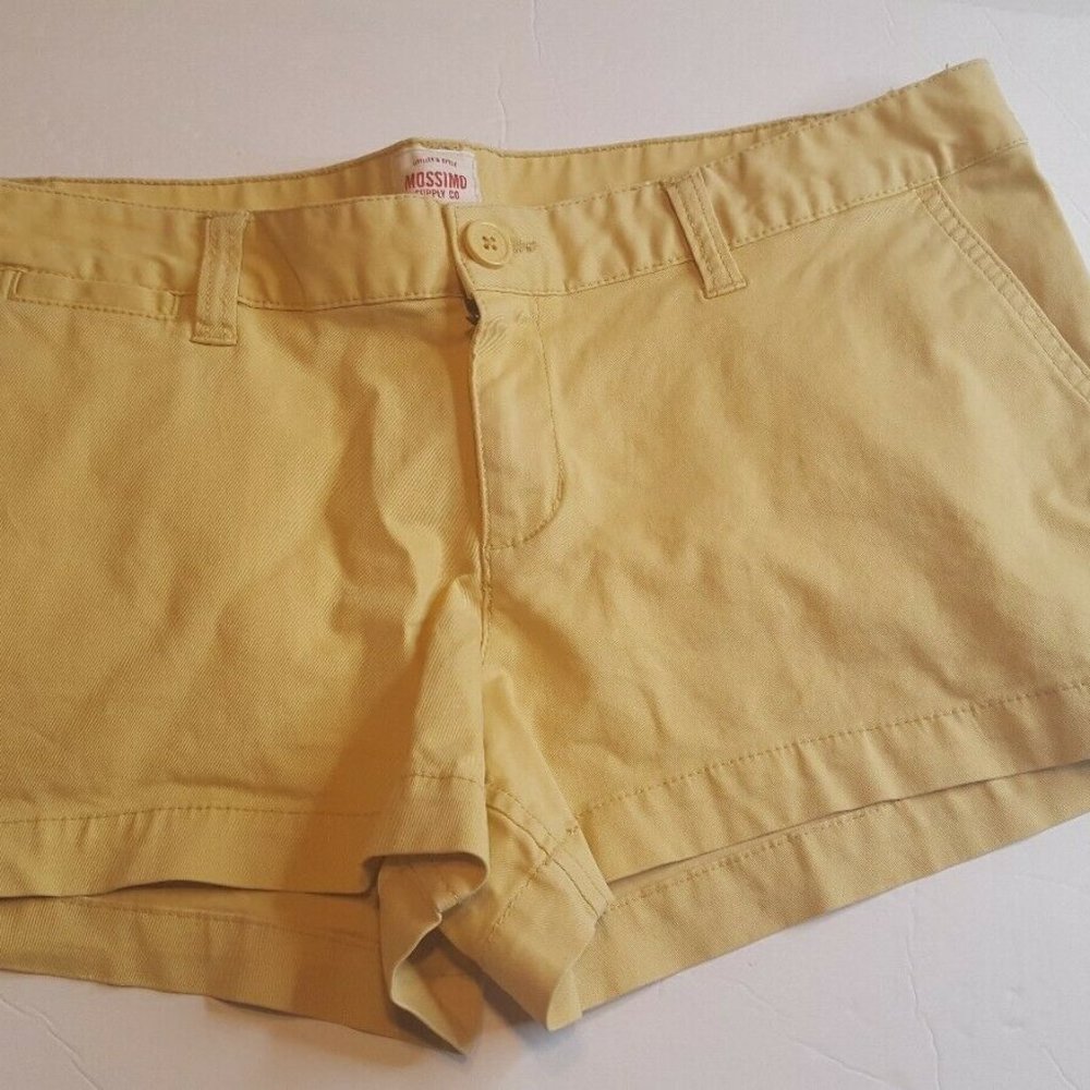 Mossimo Mustard Yellow Denim Summer Shorts Fit 6 Mid Rise Sz 13 Waist 28 Rise 9